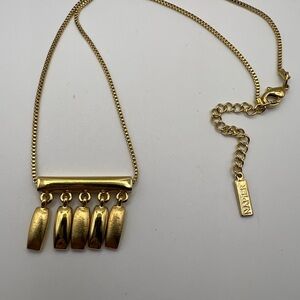 Vintage Napier Gold Tone Pendant Necklace | Dangle Bar Design | Signed